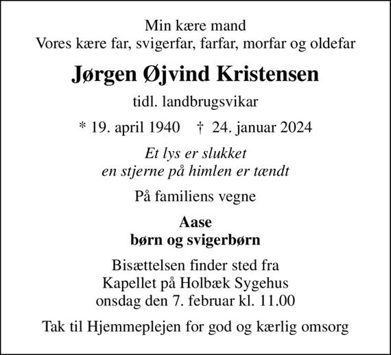 Jørgen Øjvind Kristensen Dødsannoncer i Danmark