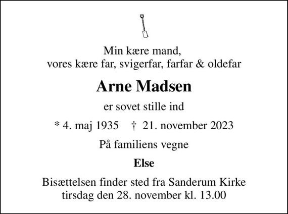 Arne Madsen Dødsannoncer i Danmark