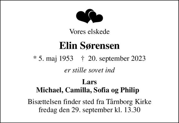 Elin Sørensen Dødsannoncer i Danmark