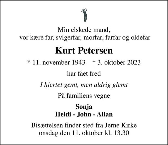 Kurt Petersen Dødsannoncer i Danmark