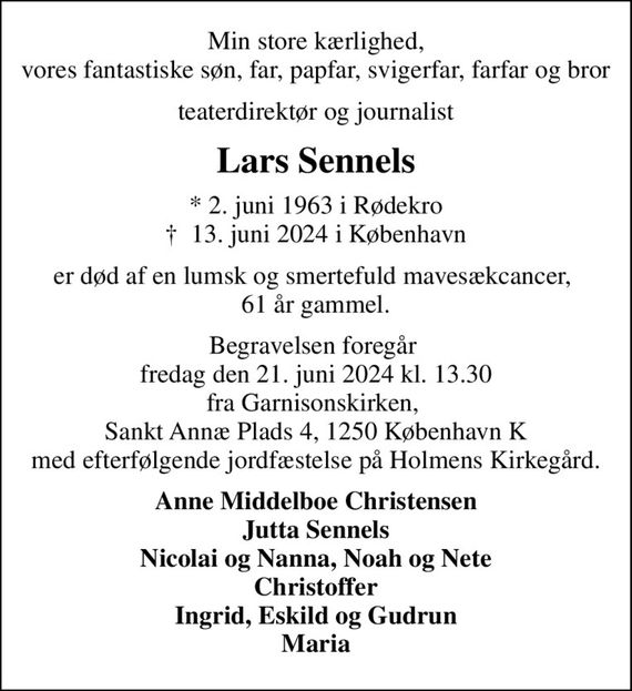 Lars Sennels Dødsannoncer i Danmark