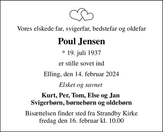 Poul Jensen Dødsannoncer i Danmark