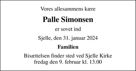 Palle Simonsen Dødsannoncer i Danmark