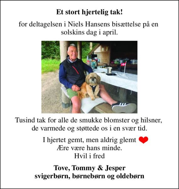 Niels Hansen | Dødsannoncer i Danmark