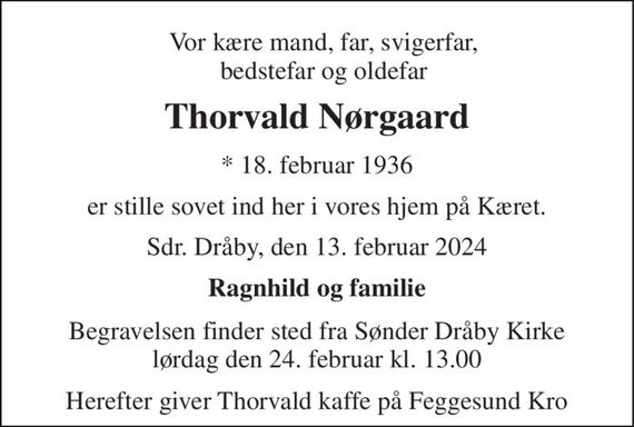 Thorvald Nørgaard Dødsannoncer i Danmark