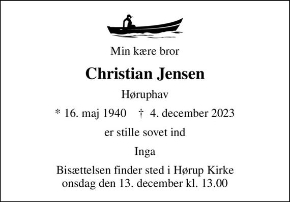 Christian Jensen Dødsannoncer i Danmark