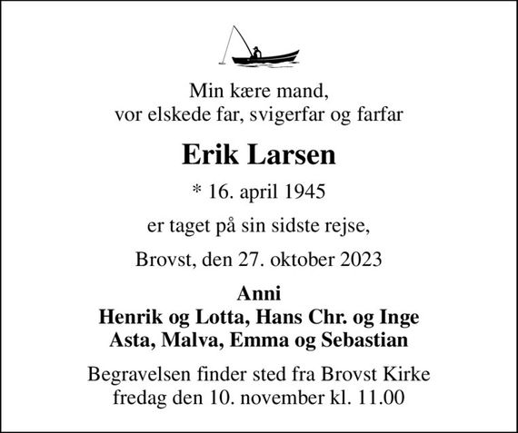 Erik Larsen Dødsannoncer i Danmark