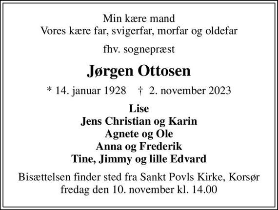 Jørgen Ottosen Dødsannoncer i Danmark