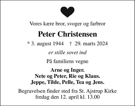 Peter Christensen | Dødsannoncer i Danmark