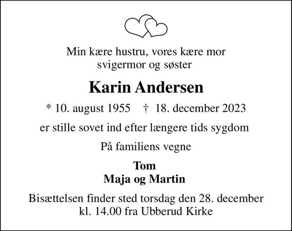 Karin Andersen Dødsannoncer i Danmark