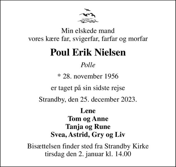 Poul Erik Nielsen Dødsannoncer i Danmark