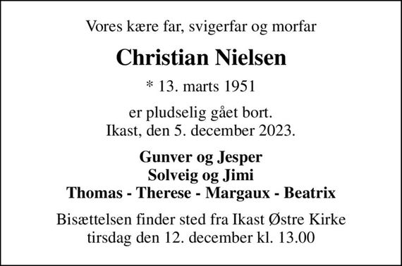 Christian Nielsen Dødsannoncer i Danmark
