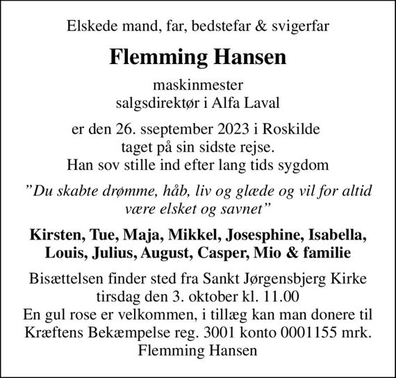 Flemming Hansen Dødsannoncer i Danmark