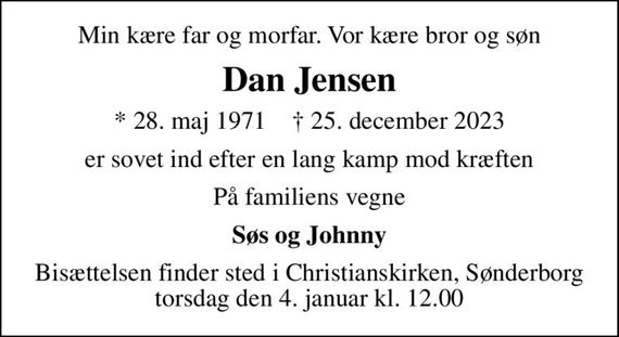 Dan Jensen Dødsannoncer i Danmark