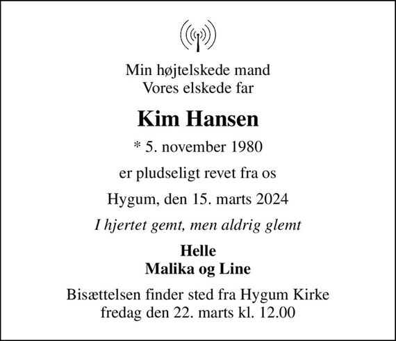 Kim Hansen Dødsannoncer i Danmark