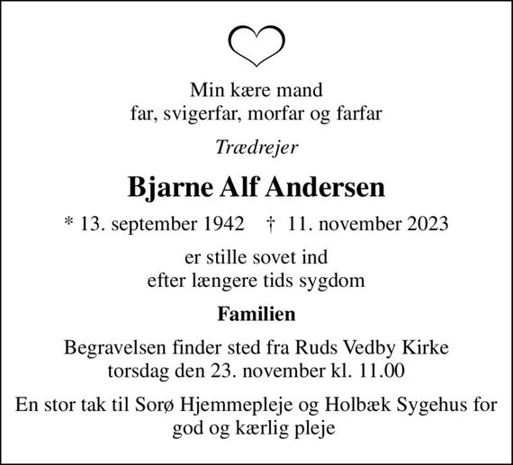 Bjarne Alf Andersen Dødsannoncer i Danmark